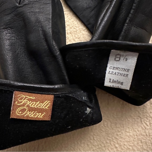 Fratelli Orsini black leather gloves size 8.5 - Picture 4 of 4
